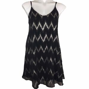 Lush black dress metallic design sleevless spaghetti straps size xs